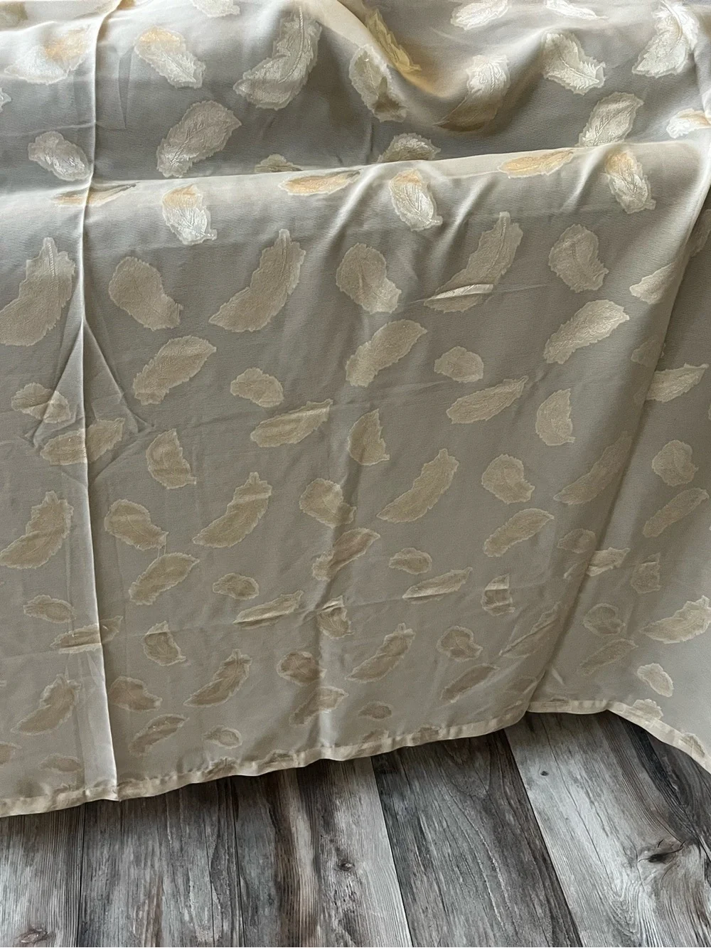 Sheer Window Curtain Panel in Light Gold Tan Scarf Style